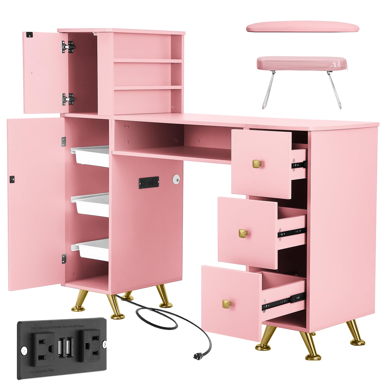 Beauty Makeup Table - Rosa Nageltisch für Nageltechniker, Schreibtisch für