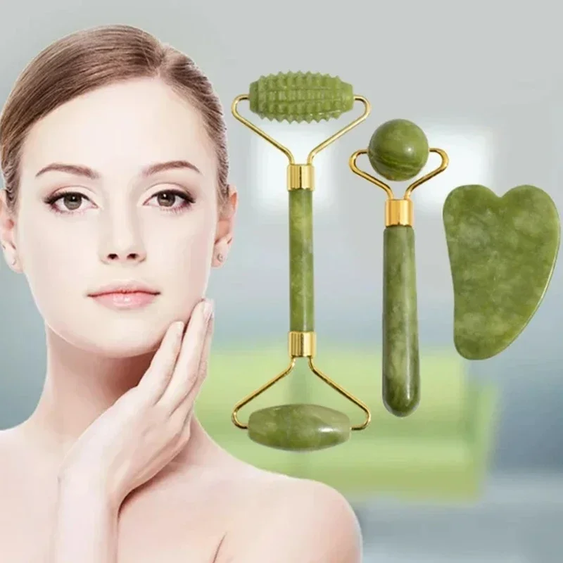 Jade Roller Gua Sha - Natürliche Jade Roller Gesicht Gua Sha,