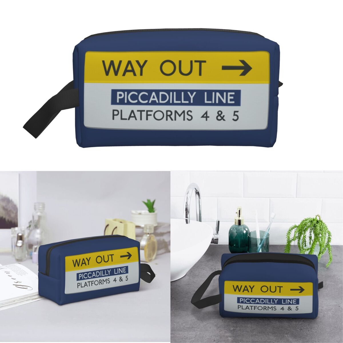 Beauty Makeup London - London Underground Way Out Sign Make-up-Tasche,