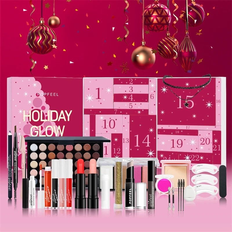 Beauty Makeup Advent Calendar - Weihnachts-Countdown-Make-up-Set Lippenstift Lidschatten Kosmetik 24-teiliger Beauty-Adventskalender