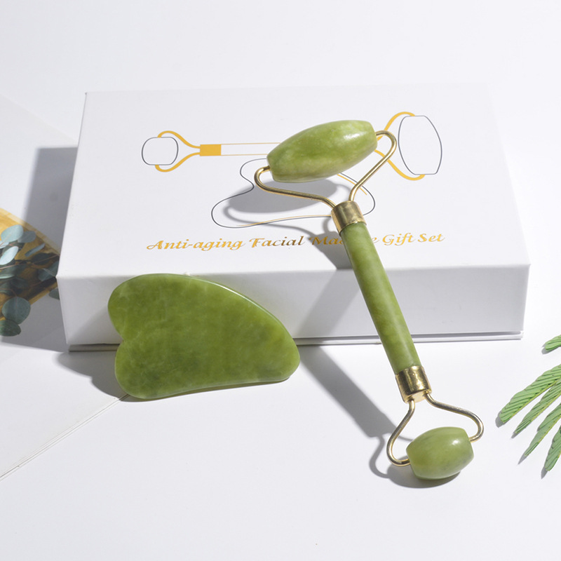 Jade Roller Gua Sha - Natürlicher Jade-Roller für Gesicht und Körper,