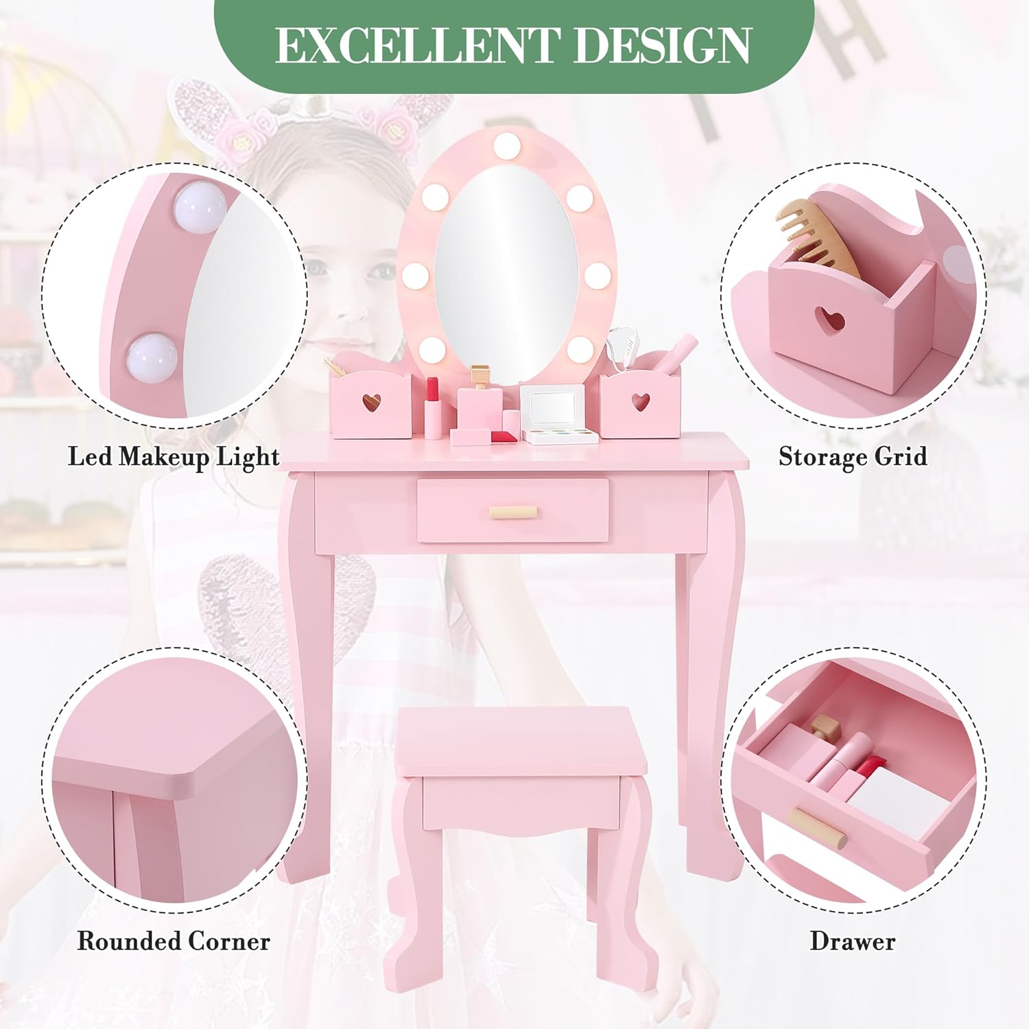 Kinder-Schminktisch und Hocker – Beauty Makeup Table Bewertung und Preis